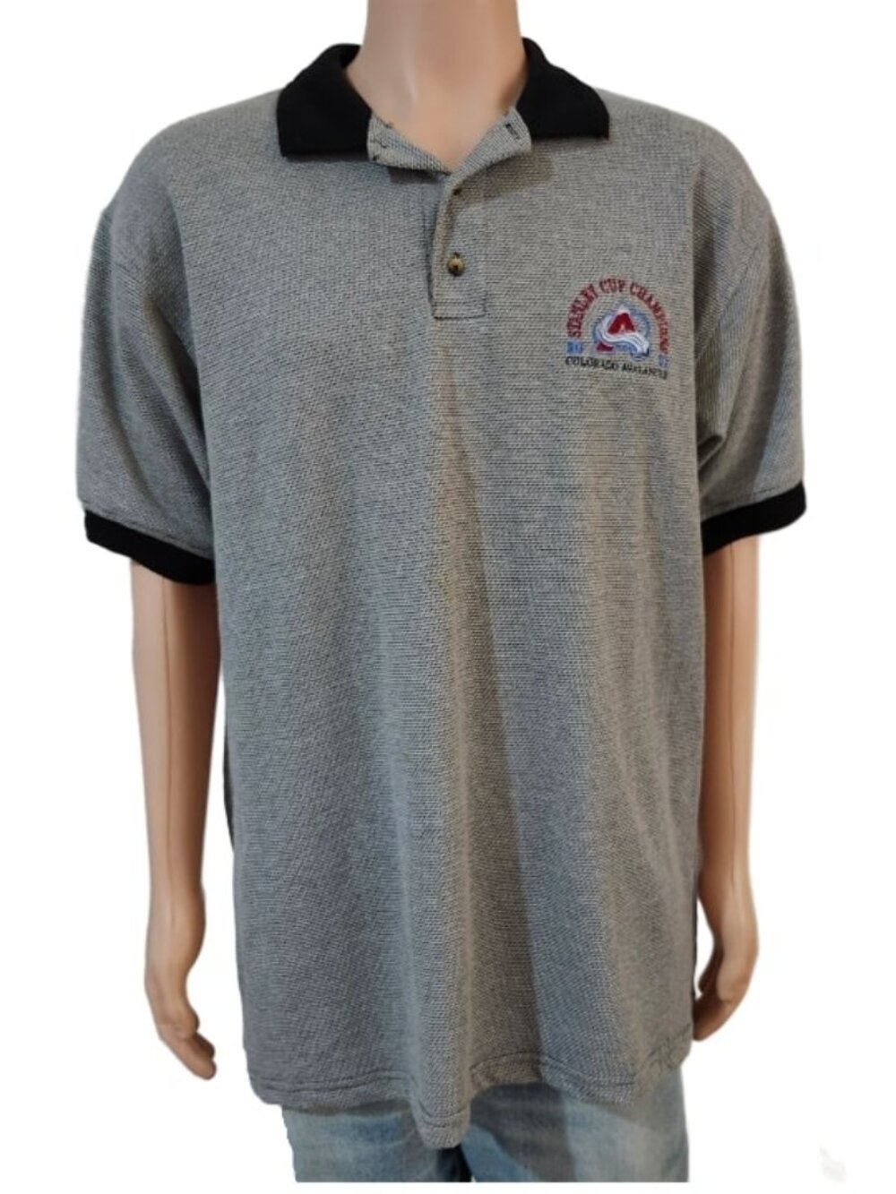 Vintage 2001 NHL Colorado Avalanche Stanley Cup Champions Embroidered Polo Shirt